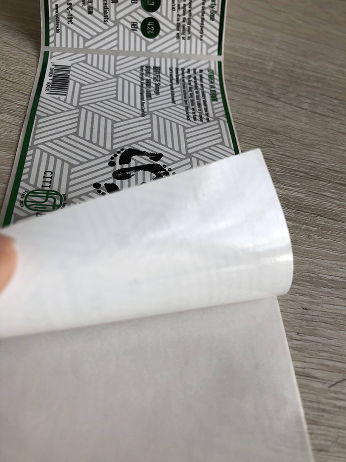 Green gold foil printed self-adhesive vinyl beverage packaging sticker label