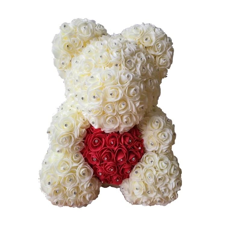 Wholesale Price 40CM Roses Bear with Diamond for Valentines Day Gift
