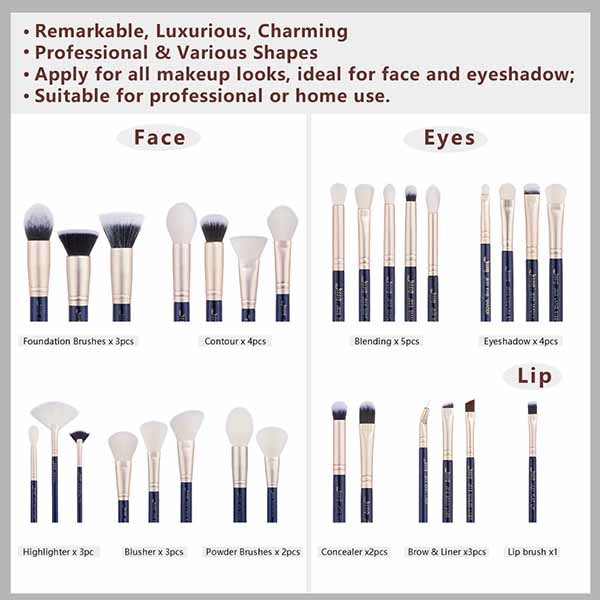 Jessup ODM 30pcs Pro Makeup Brushes Set Salon Cosmetic Tools