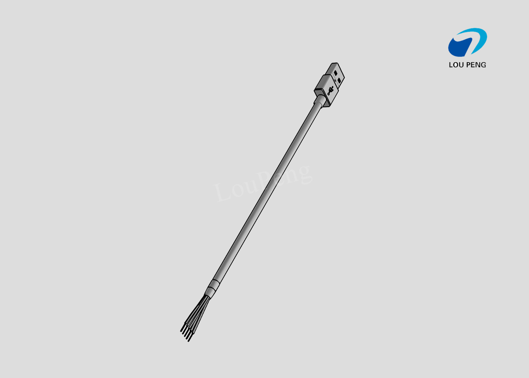 USB Cable Assemblies, USB 4-Position Plug, AM to Tin sealing wire, Single-Ended, Standard, 28AWG Wire Size, Black