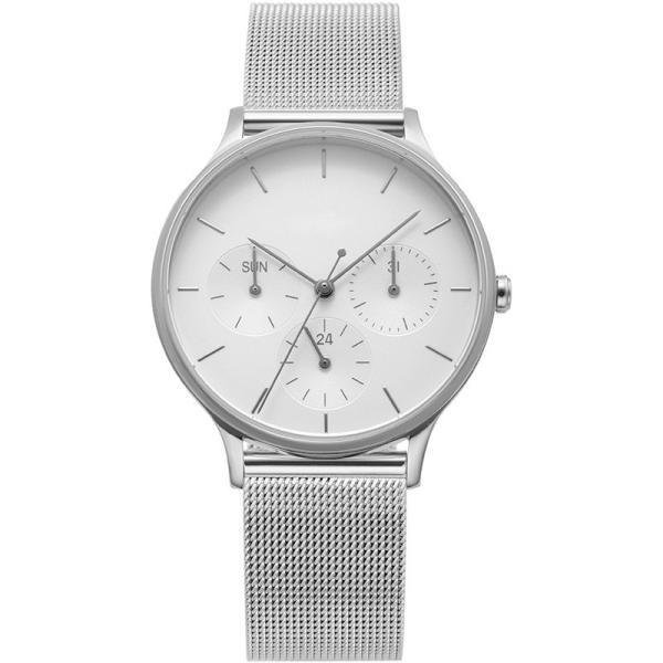 Lady Silver Stainless Steel Watch Japan Movement Quartz Watch Double Buckle Mesh