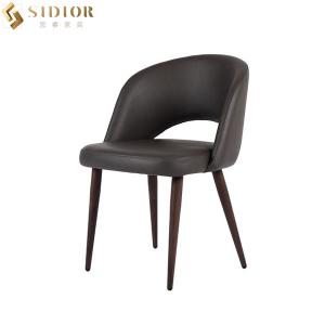 China Upholstered Scandinavian Leather Dining Chairs brown color SGS approved wholesale