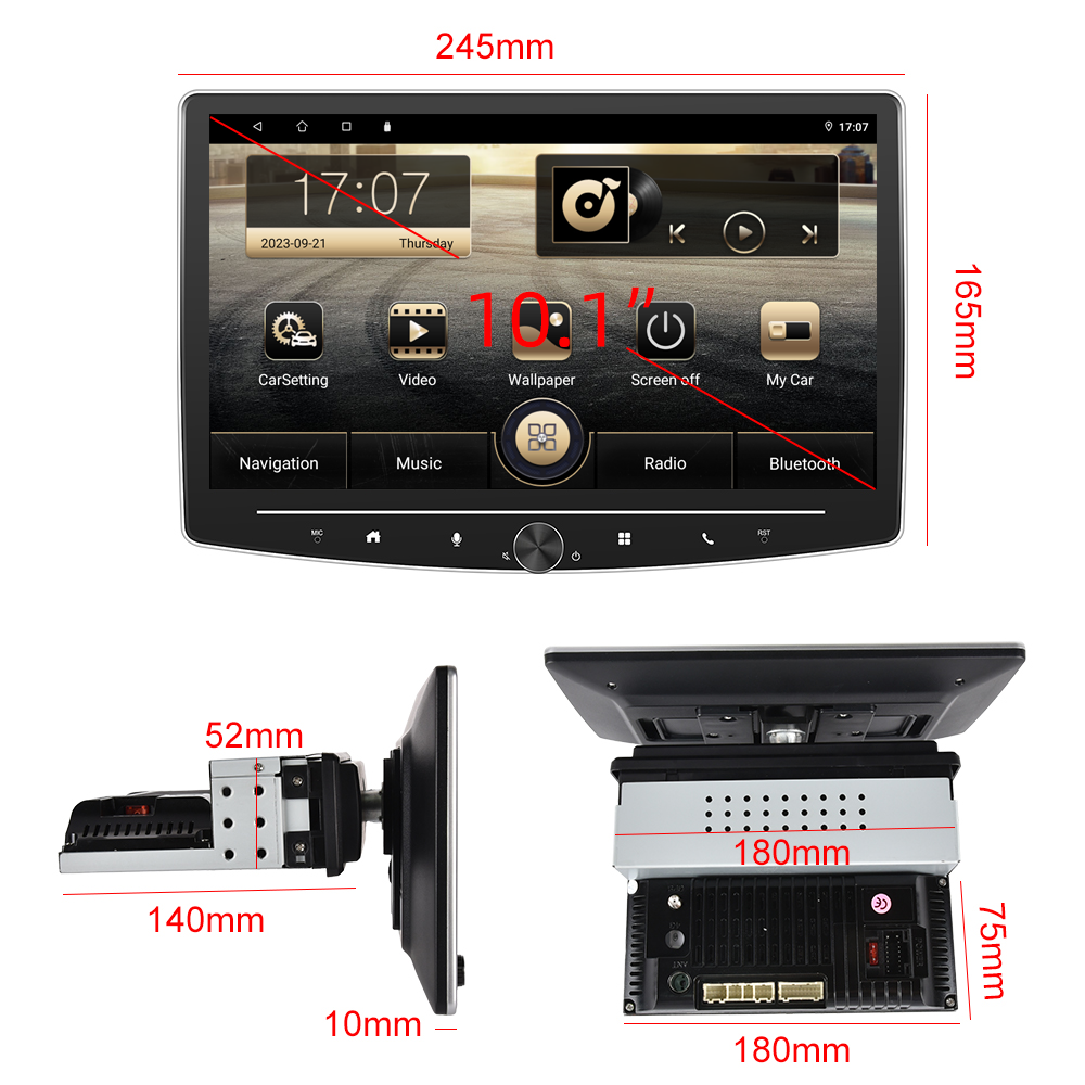 GPS Car Central Control Navigation with 10.1 Inches Android 11 Car Stereo and 2GB RAM