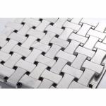 Black Dot Stone Mosaic Tile Basketweave White Bianco Carrara Marble Blocks