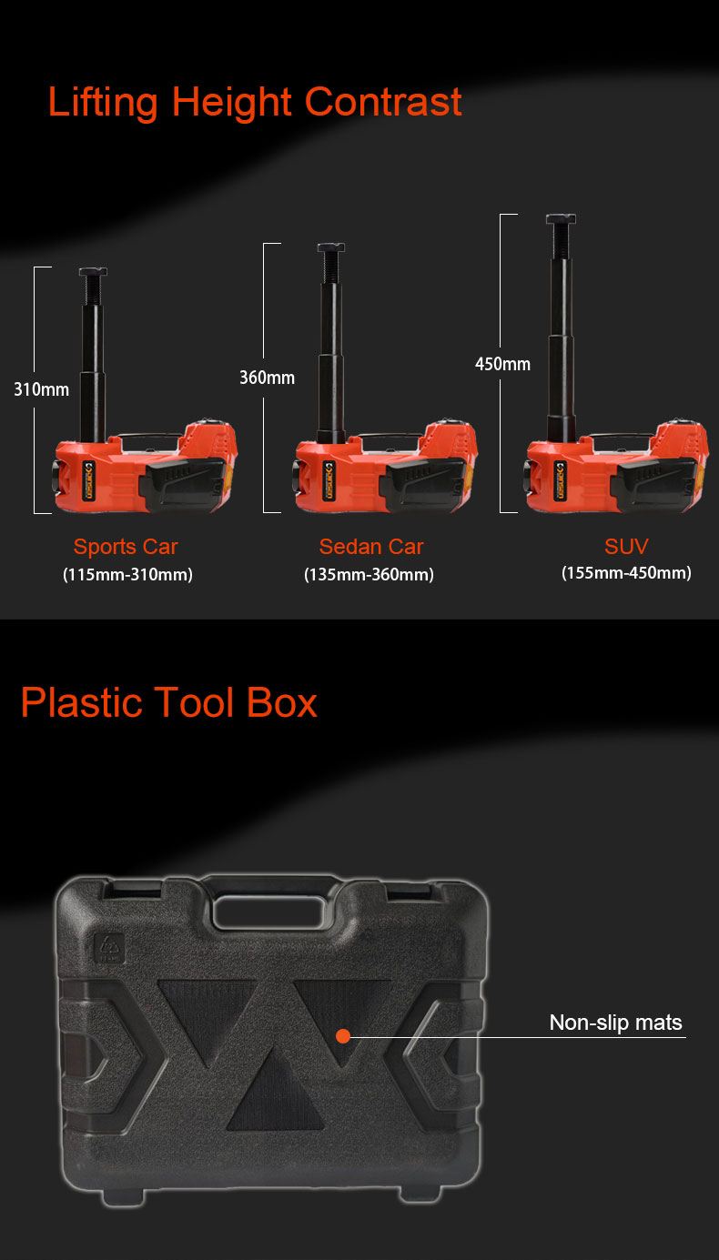 DINSEN 3 in 1 multifunctional 12v electric hydraulic jack ,inflator pump and light.