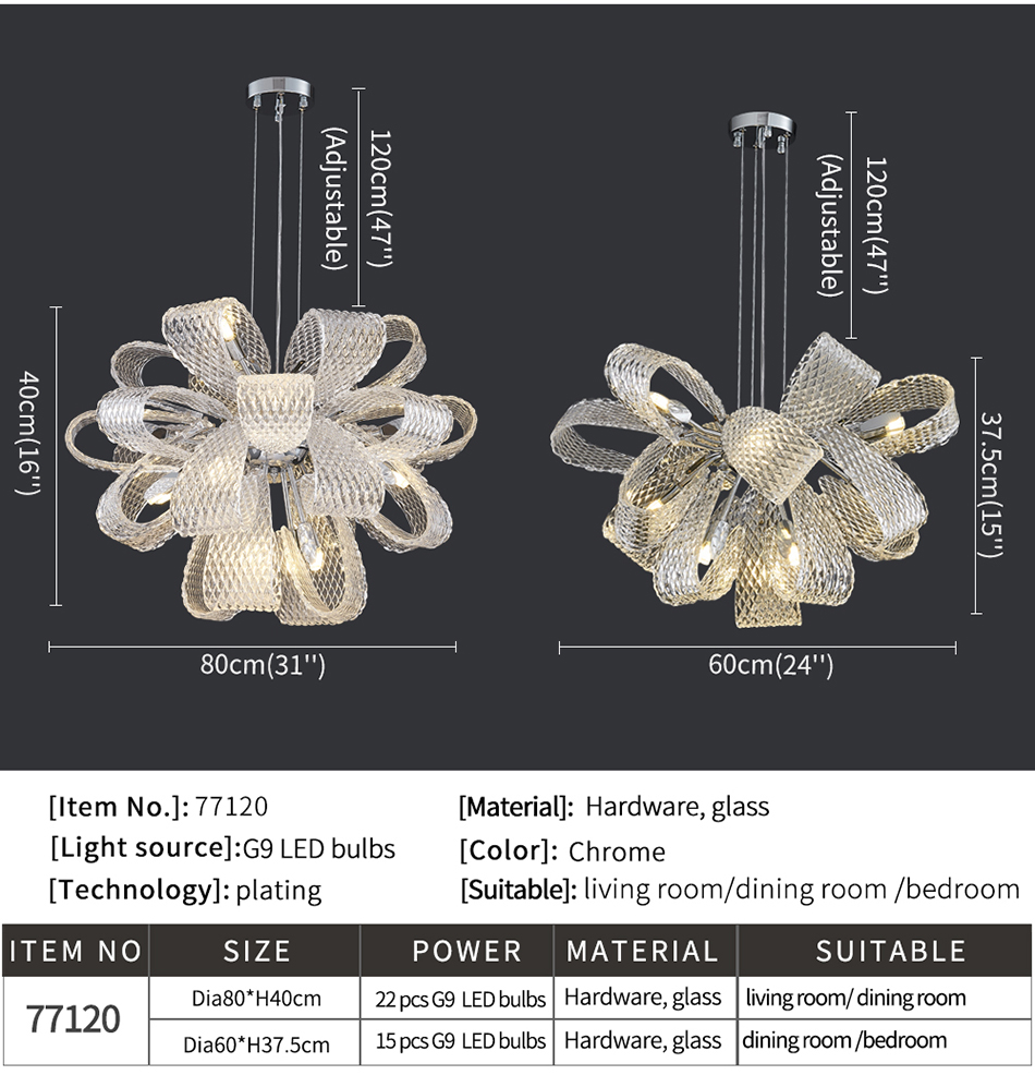 Luxury Glass Chandelier For Living Room Led Modern Home Decor Flower Chandeleir(WH-CY-216)