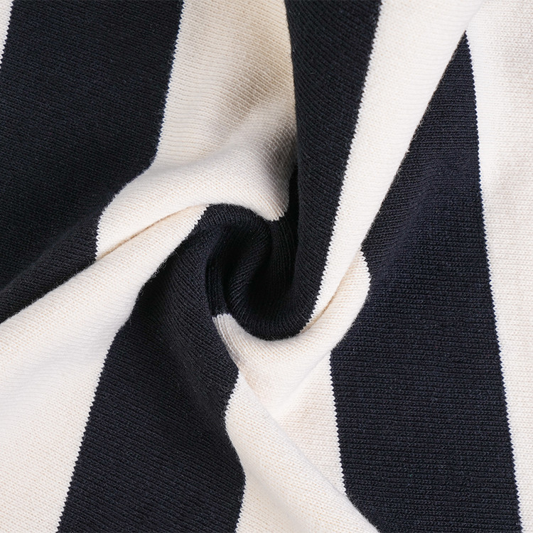 Tight Weave Striped Material Fabric Yarn Dyed Cotton French Terry Texture
