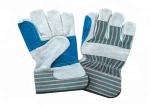 Heavy Duty Leather Safety Gloves Stripe Cotton Fabric Material CE Approved