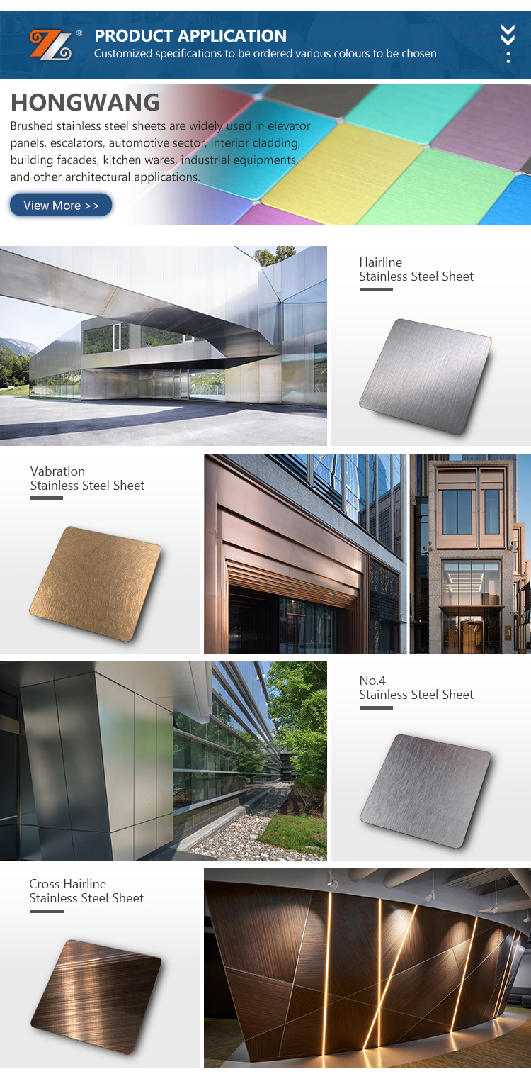 304 Vibration Finish Decorative Stainless Steel Sheet PVD Coated SS Sheet 1219mm Width