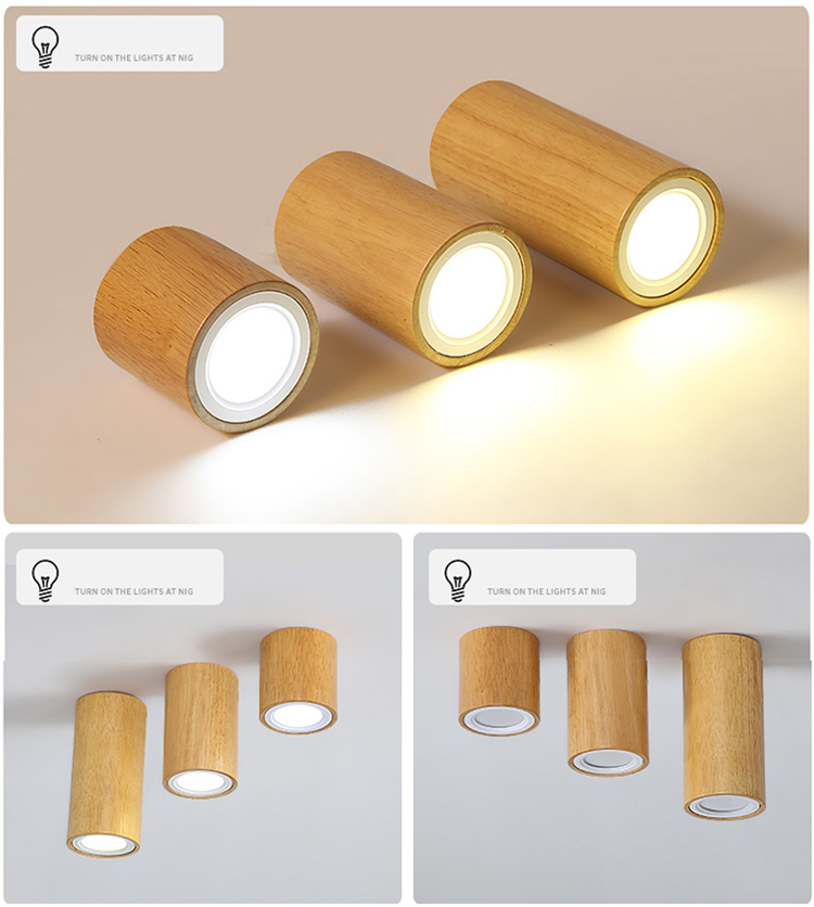 Nordic style round and square solid wood corridor led ceiling light living room Aisle wood led down light(WH-WA-57)