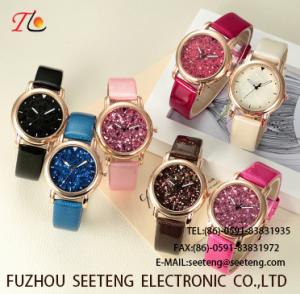 China Wholesale Delicate Dial PUStrap Ladies Wrist Watch Fashion Watch quartz watch AlloyCase Multicolor strap twinkling dial wholesale