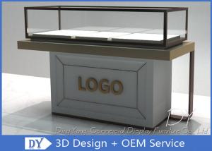 China Half Stain Steel Frame Glass Jewelry Display Case With Custom Logo wholesale