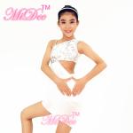 Mordern Ballet Dance Costumes Floral Diagonal Neckline Cut Out Side Dress