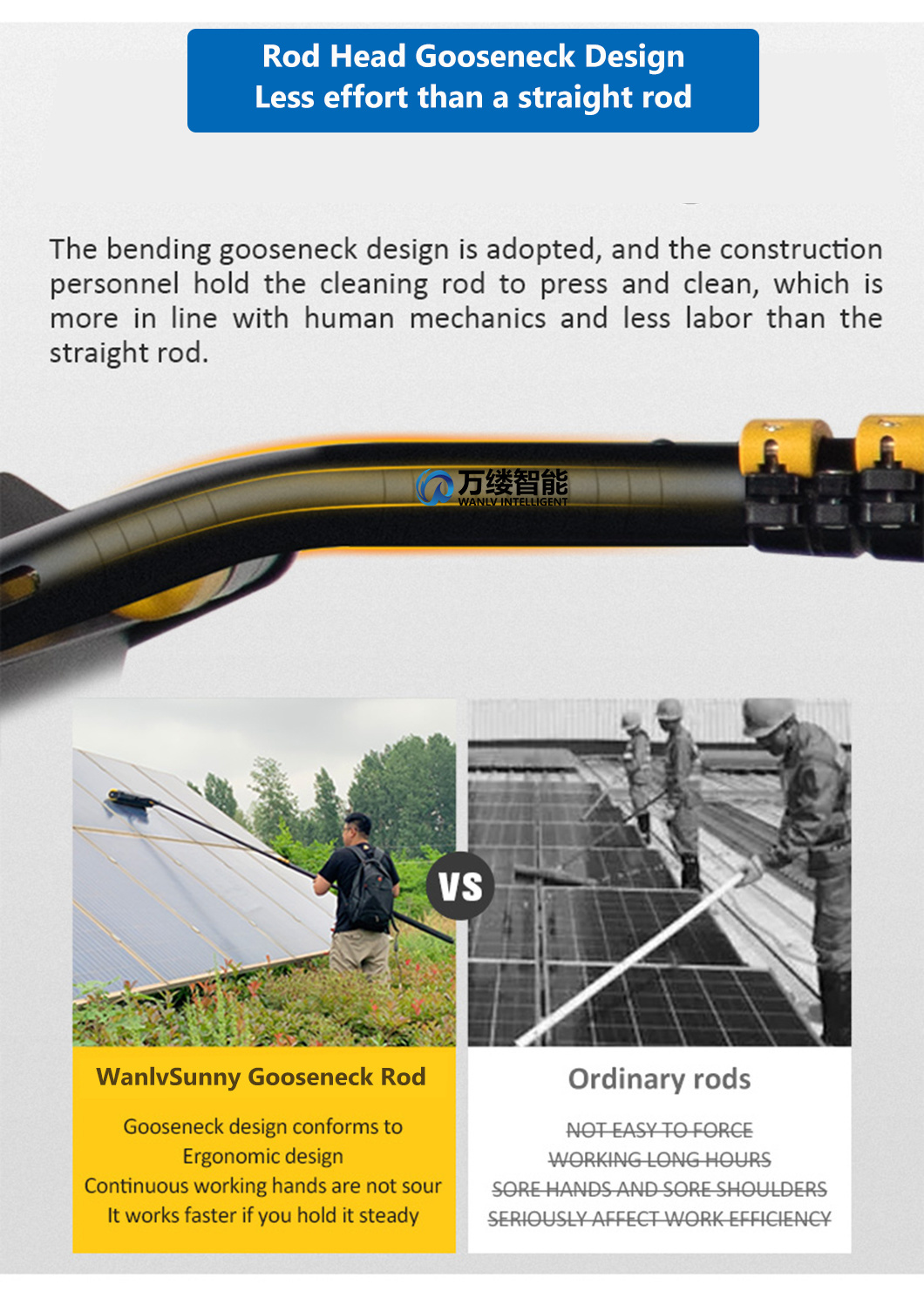 High Altitude Cleaning Tool Solar Panel Cleaner Photovoltaic Rolling Cleaning Machine with 7.5 Meter Handle