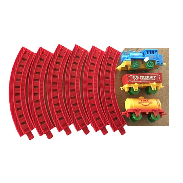 Plastic Children's Play Toys Mini Wind Up Classic Train Set with Railway Track