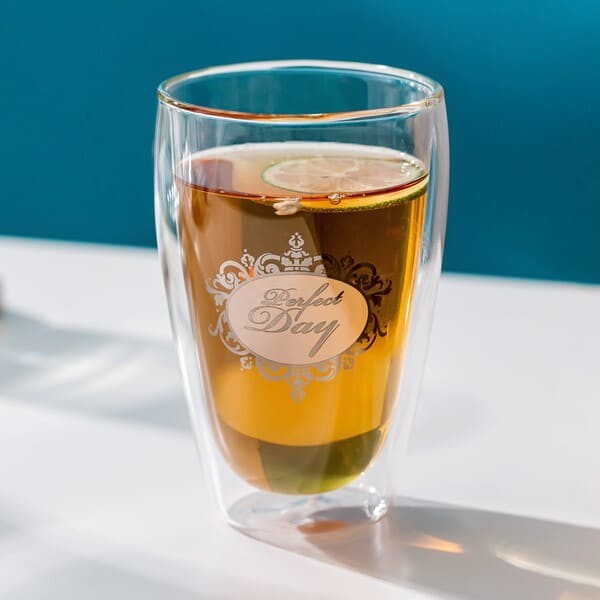 Clear Insulated Double Wall Drinking Glass 12oz Clear Heat Resistant Tumbler