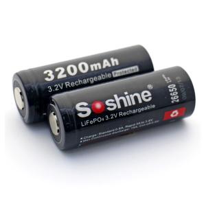 China Soshine LiFePO4 26650 Protected Battery: 3200mAh 3.2V wholesale