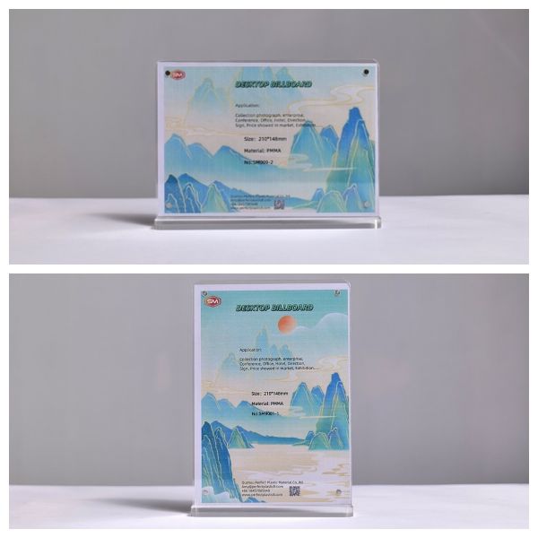 Double Sided T Shape Acrylic Sign Holder Ads Flyer Display