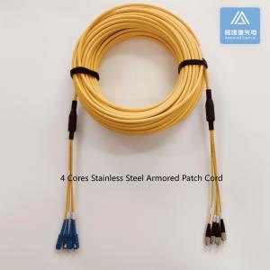 China FC-SC-25M 4 Cores Stainless Steel Armored Fiber Optic Patch Cable 6.5mm Yellow LSZH Patch Lead wholesale