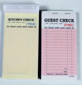 China Customized English Language Perforated 2-Part Hotel Guest Checks wholesale