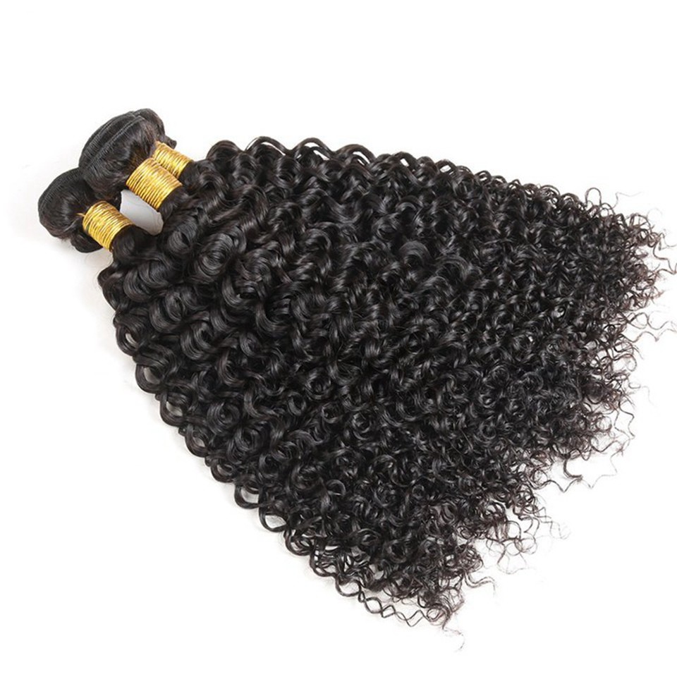 Natural Black Jerry Curly Remy Human Hair Bundles Sew In Weave Bundles Brazilian Bundle Deals