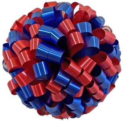 Multi color Pull bow Christmas Gift Stripes , Swirls Pom Pom Bow , 5" Wide wired ribbon bows 120U Thickness