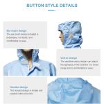 Antistatic Cleanroom Suit ESD Polyester Jumpsuit Work Clothing Lab Coat