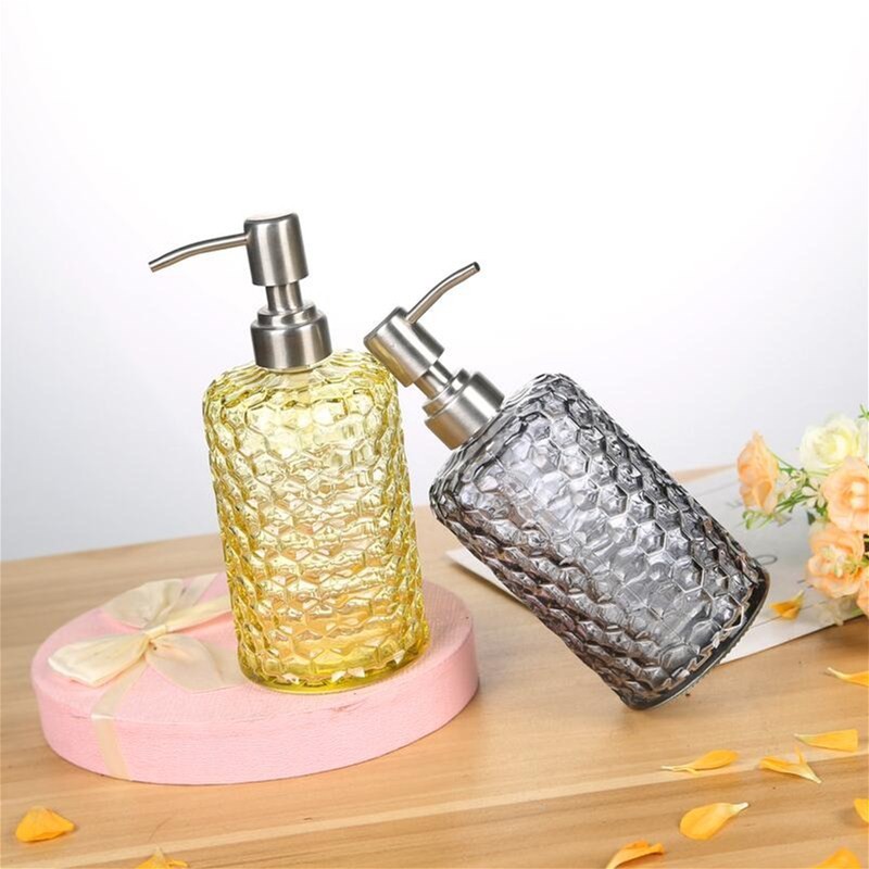Recyclable Glass Shampoo Bottles / Cylinder 500ml Liquid Glass Soap Bottle
