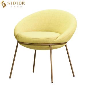 China L57cm Yellow Fabric Ultra Modern Dining Chairs With Stainless Steel Legs wholesale
