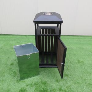 China Antique 450mm Width Steel Wooden 35L Ashtray Trash Can wholesale