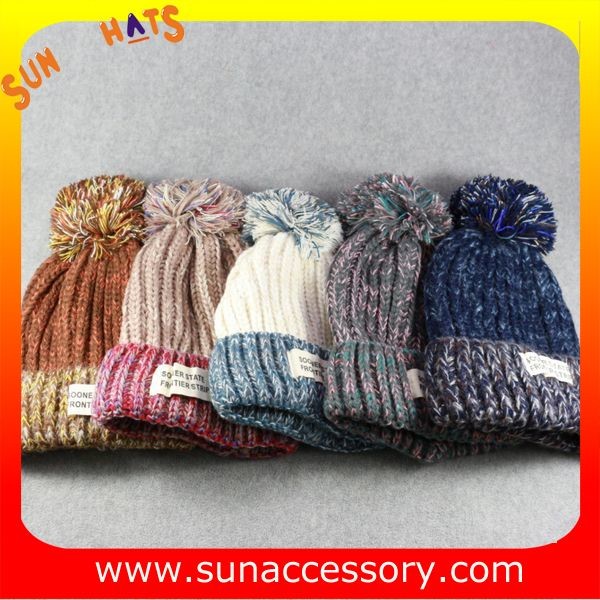 AK17014 Sun Accessory customized acrylic knitted hat and cap, logo can be sewing on the cap