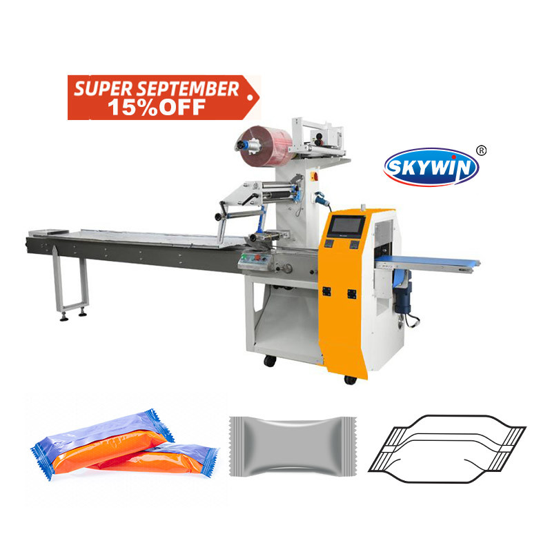 small Horizontal Flow Wrap Packing Machine PLC Controlled