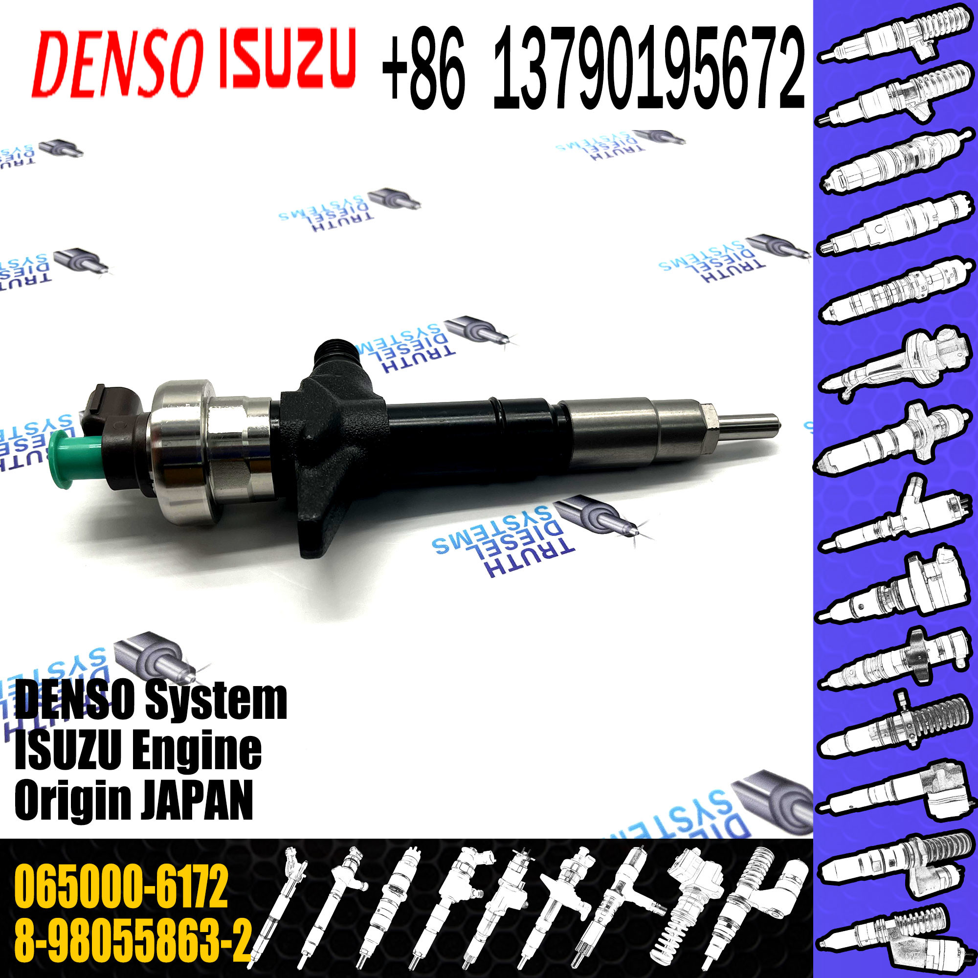 diesel engine fuel injector 065000-6172 common rail injector 8-98055863-2 engine accessories 8980558632
