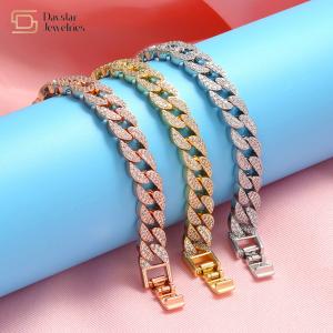 China Hip Hop Jewelry 18k Women Men Cuban Link Chain Bracelet Iced Out Diamond wholesale