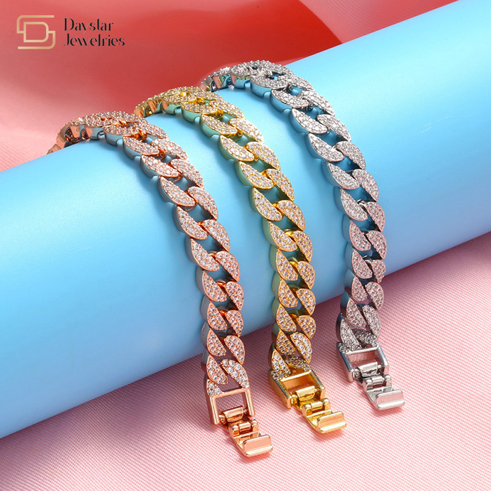 Hip Hop Jewelry 18k Women Men Cuban Link Chain Bracelet Iced Out Diamond