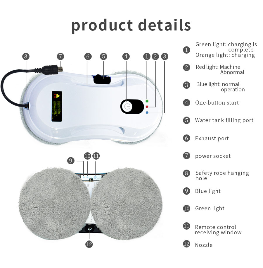 Water Tank Robot Window Cleaner Vacuum Spray Robot Cleaning Machine Infrared Navigation
