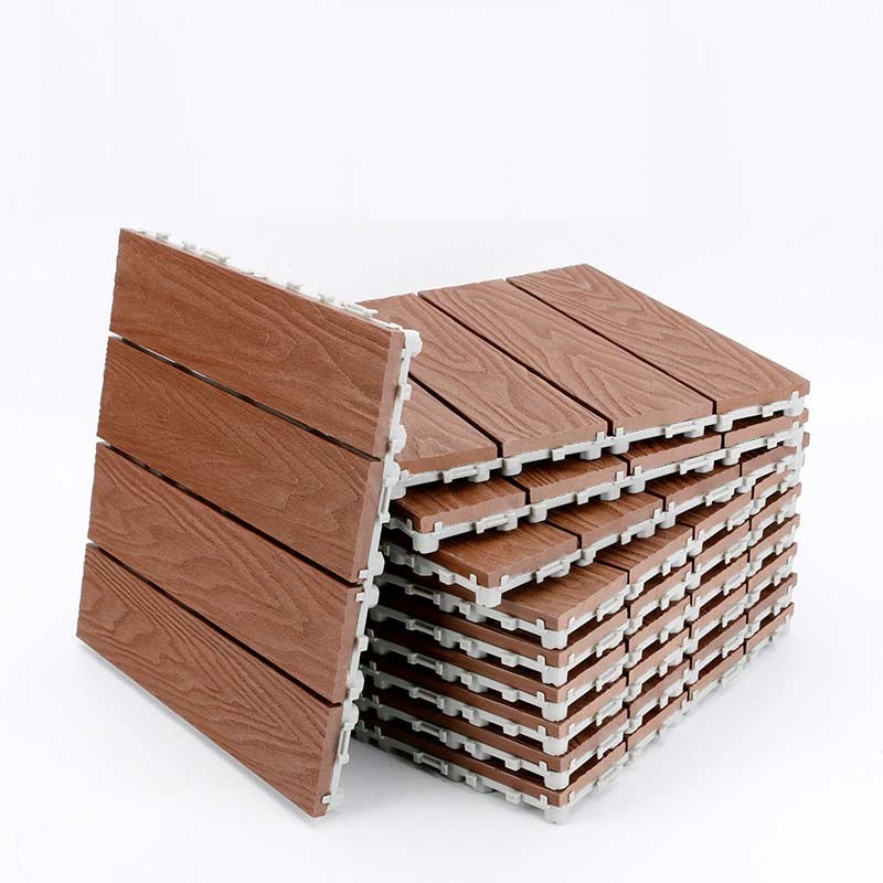 Custom WPC Interlocking Decking Tiles Snap Together Outdoor Decking Tile