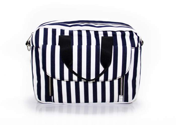 Custom Canvas Washable Shoulder Bag Shoulder Sling Bag Crossbody Black And White Stripes
