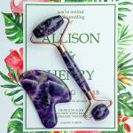 Purple Amethyst Jade Roller Gua Sha Set Tighten Skin