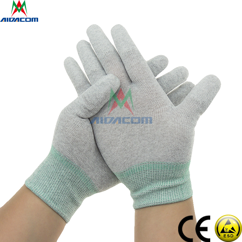 XS XXL Latex Nylon 40D PU Palm ESD Safety Gloves