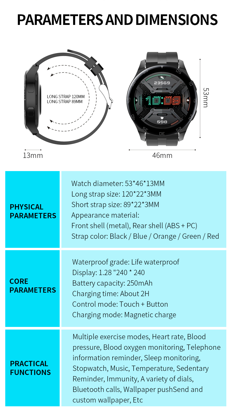 P13 smartwatch IPS 250mAh multi function Health And Sleep Monitoring