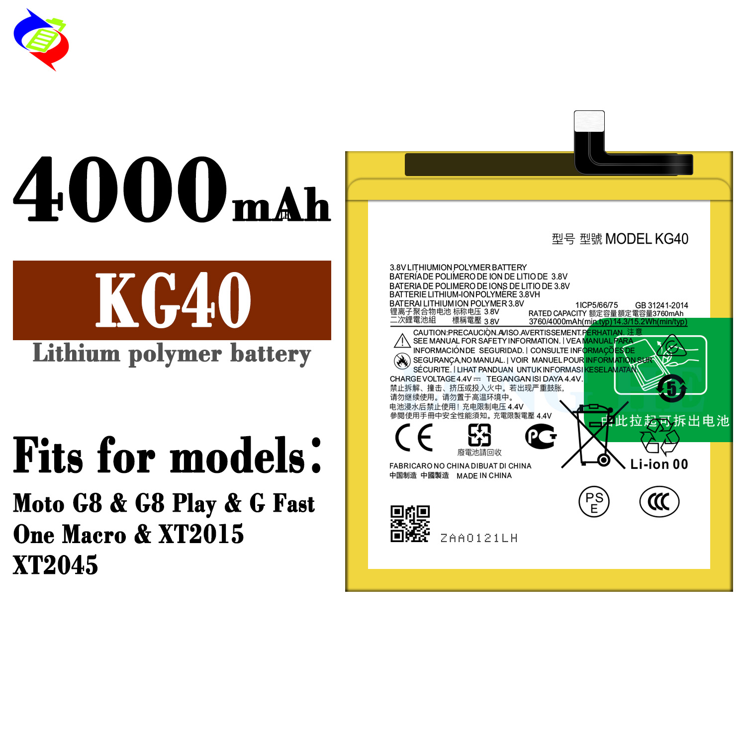 4000mAh KG40 Battery for Moto G8 Play Moto One Macro Dual SIM XT2015 XT2045 Phone Models