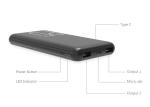 Li Polymer Battery Portable Power Banks 10000mAh USB C Quick Charge 3.0