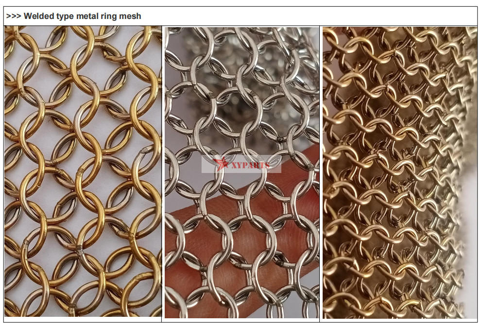 0.53x3.81mm Stainless Steel Metal Ring Mesh Brass Color For String Curtains