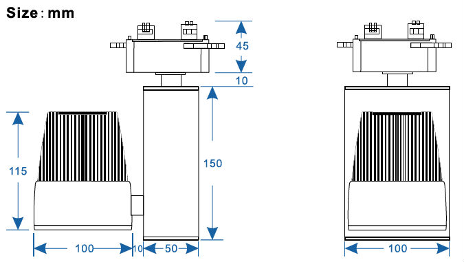 unique design Euro standard 135lm/w 20w 2400-2700lm cob led track light