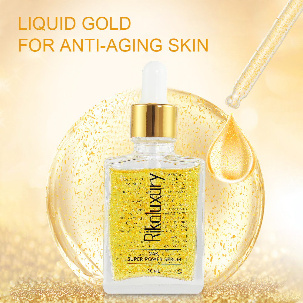 Wholesale Firm Skin Essence Anti Wrinkle Anti Aging Whitening 24K Gold Face Serum Essential Oil 30ml