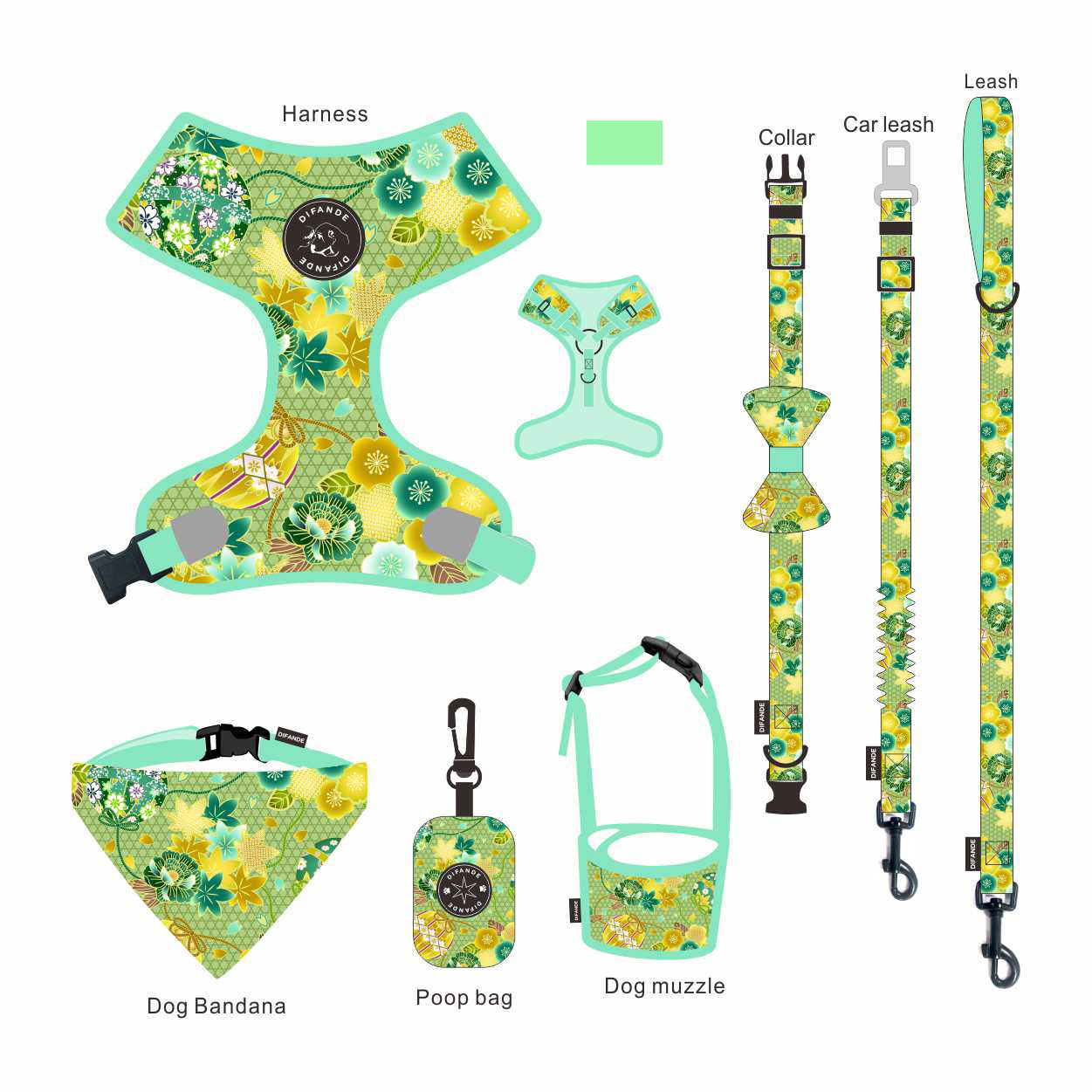 No Neck Injuries Leather Dog Harness Set Customizable Fit Resist Fraying