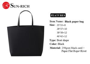China 2017 Best Sell High Quality Black Boat Shape Paper Bags Paper Hand Bags wholesale