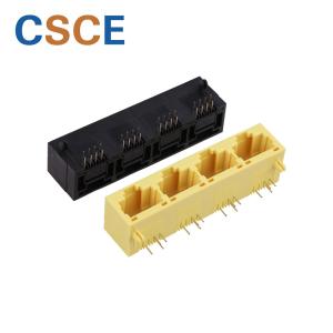 China 56E Series 4 Ports RJ45 Ethernet Socket , RJ45 Female Jack Black / Yellow Color wholesale