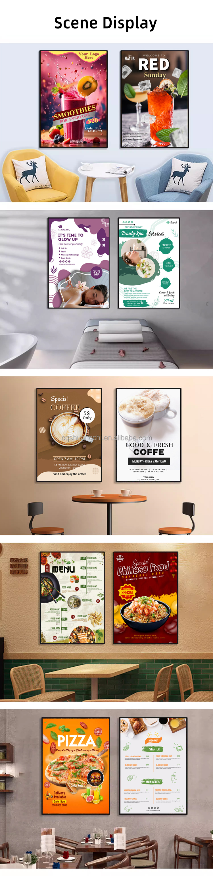 9mm Thickness Aluminum Frame Ultra Slim Light Box for Fast Food Advertising Posters